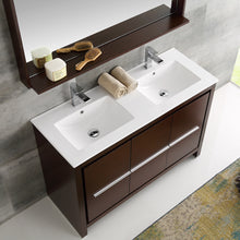Load image into Gallery viewer, Fresca Allier 48&quot; Wenge Brown Modern Double Sink Bathroom Vanity w/ Mirror- Fresca