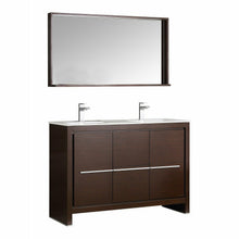 Load image into Gallery viewer, Fresca Allier 48&quot; Wenge Brown Modern Double Sink Bathroom Vanity w/ Mirror- Fresca