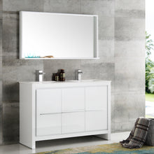 Load image into Gallery viewer, Fresca Allier 48&quot; White Modern Double Sink Bathroom Vanity w/ Mirror- Fresca