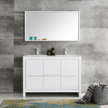 Load image into Gallery viewer, Fresca Allier 48&quot; White Modern Double Sink Bathroom Vanity w/ Mirror- Fresca