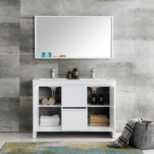 Load image into Gallery viewer, Fresca Allier 48&quot; White Modern Double Sink Bathroom Vanity w/ Mirror- Fresca