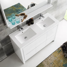 Load image into Gallery viewer, Fresca Allier 48&quot; White Modern Double Sink Bathroom Vanity w/ Mirror- Fresca