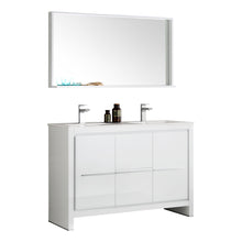 Load image into Gallery viewer, Fresca Allier 48&quot; White Modern Double Sink Bathroom Vanity w/ Mirror- Fresca