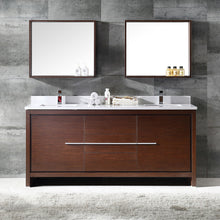 Load image into Gallery viewer, Fresca Allier 72&quot; Wenge Brown Modern Double Sink Bathroom Vanity w/ Mirror- Fresca