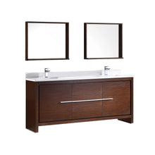 Load image into Gallery viewer, Fresca Allier 72&quot; Wenge Brown Modern Double Sink Bathroom Vanity w/ Mirror- Fresca