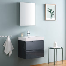 Load image into Gallery viewer, Fresca Valencia 24&quot; Dark Slate Gray Wall Hung Modern Bathroom Vanity w/ Medicine Cabinet- Fresca