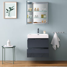 Load image into Gallery viewer, Fresca Valencia 24&quot; Dark Slate Gray Wall Hung Modern Bathroom Vanity w/ Medicine Cabinet- Fresca