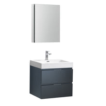 Load image into Gallery viewer, Fresca Valencia 24&quot; Dark Slate Gray Wall Hung Modern Bathroom Vanity w/ Medicine Cabinet- Fresca