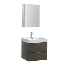 Load image into Gallery viewer, Fresca Valencia 24&quot; Gray Oak Wall Hung Modern Bathroom Vanity w/ Medicine Cabinet- Fresca