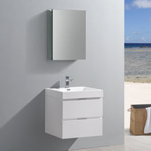 Load image into Gallery viewer, Fresca Valencia 24&quot; Glossy White Wall Hung Modern Bathroom Vanity w/ Medicine Cabinet- Fresca