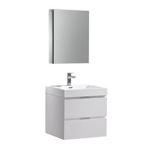 Load image into Gallery viewer, Fresca Valencia 24&quot; Glossy White Wall Hung Modern Bathroom Vanity w/ Medicine Cabinet- Fresca