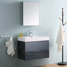 Load image into Gallery viewer, Fresca Valencia 30&quot; Dark Slate Gray Wall Hung Modern Bathroom Vanity w/ Medicine Cabinet- Fresca