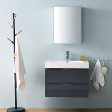 Load image into Gallery viewer, Fresca Valencia 30&quot; Dark Slate Gray Wall Hung Modern Bathroom Vanity w/ Medicine Cabinet- Fresca