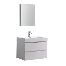 Load image into Gallery viewer, Fresca Valencia 30&quot; Glossy White Wall Hung Modern Bathroom Vanity w/ Medicine Cabinet- Fresca