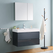 Load image into Gallery viewer, Fresca Valencia 36&quot; Dark Slate Gray Wall Hung Modern Bathroom Vanity w/ Medicine Cabinet- Fresca