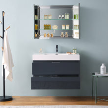 Load image into Gallery viewer, Fresca Valencia 36&quot; Dark Slate Gray Wall Hung Modern Bathroom Vanity w/ Medicine Cabinet- Fresca