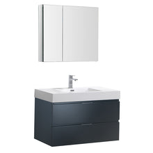 Load image into Gallery viewer, Fresca Valencia 36&quot; Dark Slate Gray Wall Hung Modern Bathroom Vanity w/ Medicine Cabinet- Fresca