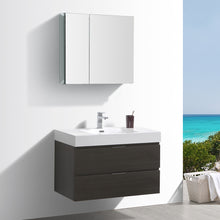 Load image into Gallery viewer, Fresca Valencia 36&quot; Gray Oak Wall Hung Modern Bathroom Vanity w/ Medicine Cabinet- Fresca