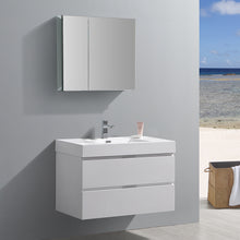 Load image into Gallery viewer, Fresca Valencia 36&quot; Glossy White Wall Hung Modern Bathroom Vanity w/ Medicine Cabinet- Fresca