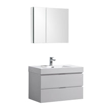 Load image into Gallery viewer, Fresca Valencia 36&quot; Glossy White Wall Hung Modern Bathroom Vanity w/ Medicine Cabinet- Fresca