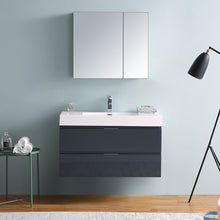 Load image into Gallery viewer, Fresca Valencia 40&quot; Dark Slate Gray Wall Hung Modern Bathroom Vanity w/ Medicine Cabinet- Fresca