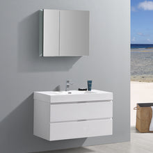 Load image into Gallery viewer, Fresca Valencia 40&quot; Glossy White Wall Hung Modern Bathroom Vanity w/ Medicine Cabinet- Fresca