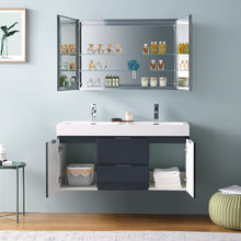 Load image into Gallery viewer, Fresca Valencia 48&quot; Dark Slate Gray Wall Hung Double Sink Modern Bathroom Vanity w/ Medicine Cabinet- Fresca