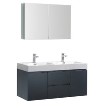 Load image into Gallery viewer, Fresca Valencia 48&quot; Dark Slate Gray Wall Hung Double Sink Modern Bathroom Vanity w/ Medicine Cabinet- Fresca