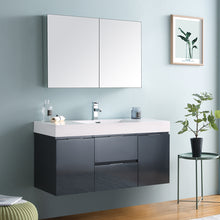 Load image into Gallery viewer, Fresca Valencia 48&quot; Dark Slate Gray Wall Hung Modern Bathroom Vanity w/ Medicine Cabinet- Fresca