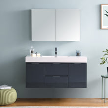 Load image into Gallery viewer, Fresca Valencia 48&quot; Dark Slate Gray Wall Hung Modern Bathroom Vanity w/ Medicine Cabinet- Fresca