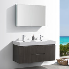 Load image into Gallery viewer, Fresca Valencia 48&quot; Gray Oak Wall Hung Double Sink Modern Bathroom Vanity w/ Medicine Cabinet- Fresca