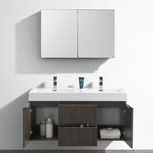 Load image into Gallery viewer, Fresca Valencia 48&quot; Gray Oak Wall Hung Double Sink Modern Bathroom Vanity w/ Medicine Cabinet- Fresca