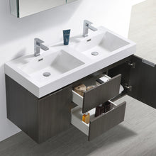 Load image into Gallery viewer, Fresca Valencia 48&quot; Gray Oak Wall Hung Double Sink Modern Bathroom Vanity w/ Medicine Cabinet- Fresca