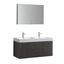 Load image into Gallery viewer, Fresca Valencia 48&quot; Gray Oak Wall Hung Double Sink Modern Bathroom Vanity w/ Medicine Cabinet- Fresca