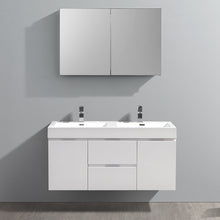 Load image into Gallery viewer, Fresca Valencia 48&quot; Glossy White Wall Hung Double Sink Modern Bathroom Vanity w/ Medicine Cabinet- Fresca