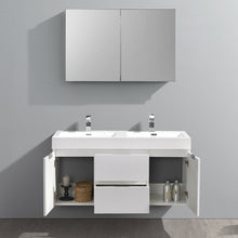 Load image into Gallery viewer, Fresca Valencia 48&quot; Glossy White Wall Hung Double Sink Modern Bathroom Vanity w/ Medicine Cabinet- Fresca