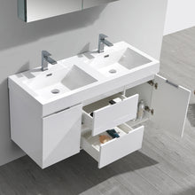 Load image into Gallery viewer, Fresca Valencia 48&quot; Glossy White Wall Hung Double Sink Modern Bathroom Vanity w/ Medicine Cabinet- Fresca