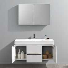 Load image into Gallery viewer, Fresca Valencia 48&quot; Glossy White Wall Hung Modern Bathroom Vanity w/ Medicine Cabinet- Fresca