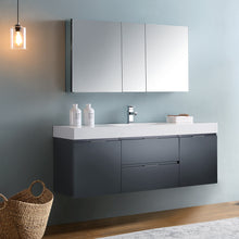 Load image into Gallery viewer, Fresca Valencia 60&quot; Dark Slate Gray Wall Hung Modern Bathroom Vanity w/ Medicine Cabinet- Fresca