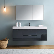 Load image into Gallery viewer, Fresca Valencia 60&quot; Dark Slate Gray Wall Hung Modern Bathroom Vanity w/ Medicine Cabinet- Fresca