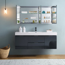 Load image into Gallery viewer, Fresca Valencia 60&quot; Dark Slate Gray Wall Hung Modern Bathroom Vanity w/ Medicine Cabinet- Fresca
