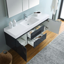 Load image into Gallery viewer, Fresca Valencia 60&quot; Dark Slate Gray Wall Hung Modern Bathroom Vanity w/ Medicine Cabinet- Fresca