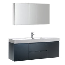 Load image into Gallery viewer, Fresca Valencia 60&quot; Dark Slate Gray Wall Hung Modern Bathroom Vanity w/ Medicine Cabinet- Fresca