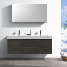 Load image into Gallery viewer, Fresca Valencia 60&quot; Gray Oak Wall Hung Double Sink Modern Bathroom Vanity w/ Medicine Cabinet- Fresca