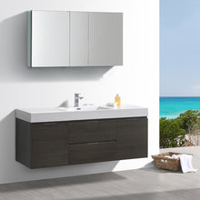 Load image into Gallery viewer, Fresca Valencia 60&quot; Gray Oak Wall Hung Modern Bathroom Vanity w/ Medicine Cabinet- Fresca