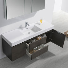 Load image into Gallery viewer, Fresca Valencia 60&quot; Gray Oak Wall Hung Modern Bathroom Vanity w/ Medicine Cabinet- Fresca