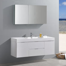 Load image into Gallery viewer, Fresca Valencia 60&quot; Glossy White Wall Hung Modern Bathroom Vanity w/ Medicine Cabinet- Fresca