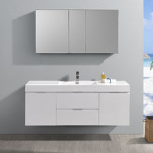 Load image into Gallery viewer, Fresca Valencia 60&quot; Glossy White Wall Hung Modern Bathroom Vanity w/ Medicine Cabinet- Fresca