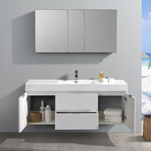 Load image into Gallery viewer, Fresca Valencia 60&quot; Glossy White Wall Hung Modern Bathroom Vanity w/ Medicine Cabinet- Fresca