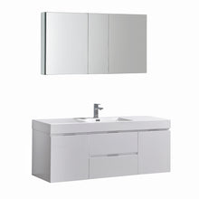 Load image into Gallery viewer, Fresca Valencia 60&quot; Glossy White Wall Hung Modern Bathroom Vanity w/ Medicine Cabinet- Fresca